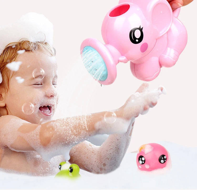Baby Bath Toys Lovely Plastic Elephant Shape Water Spray for Baby Shower Swimming Toys Kids Gift Storage Mesh Bag Baby Kids Toy