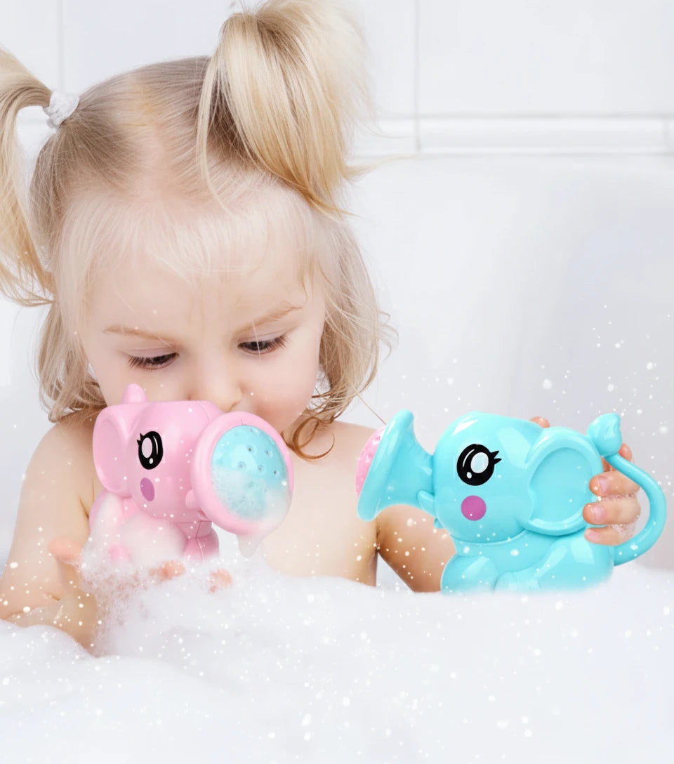 Baby Bath Toys Lovely Plastic Elephant Shape Water Spray for Baby Shower Swimming Toys Kids Gift Storage Mesh Bag Baby Kids Toy