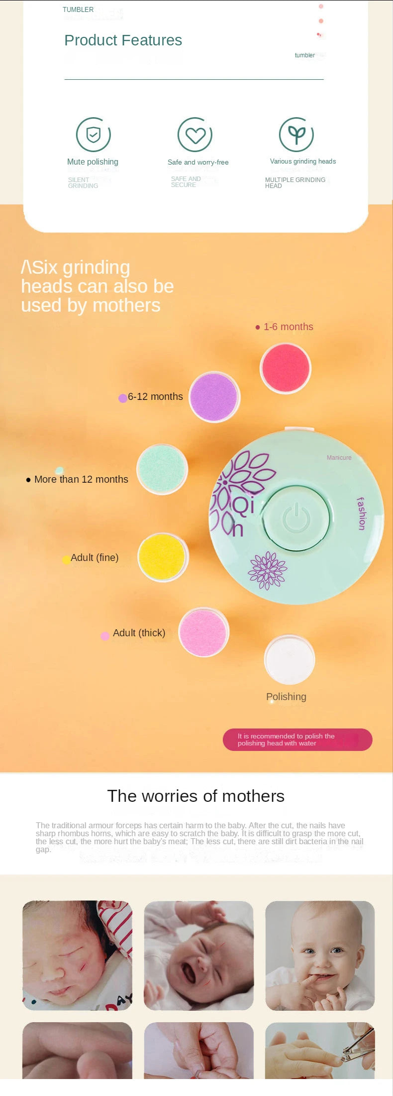 Electric Baby Nail Trimmer Baby Items Kid Nail Polisher Tool Care Kit Easy To Trim Nail File Newborn Baby Things Bebe Accessorie